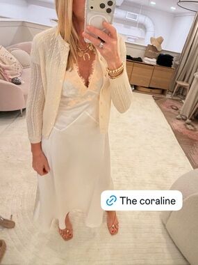 Doen Coraline Cream Lace-Trim Slip maxi Dress